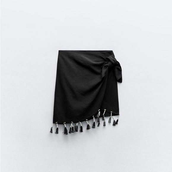 Zara Dresses & Skirts - Zara Black Mini Skirt with Tassels